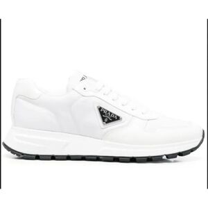 Prada triangle logo leather sneakers size 9 fits 10 US made in Italy